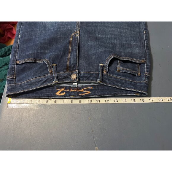 Seven7 Tower Straight Crop Jeans Size 10 Distressed Hem Dark Wash Denim - Picture 2 of 13